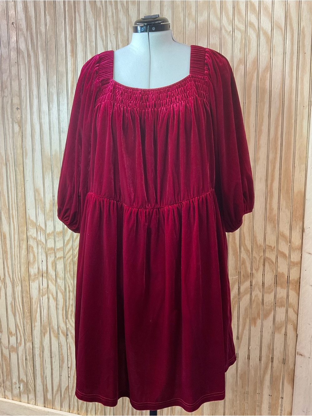 Oddi Velvet Smocked Neck Dress